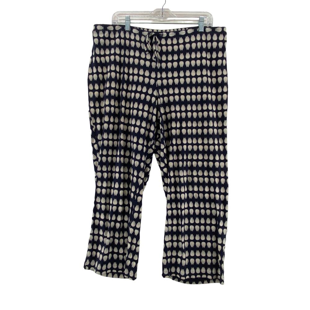Talbots Womens Penguin Print Blue Pajama Lounge Pants Sz 2X